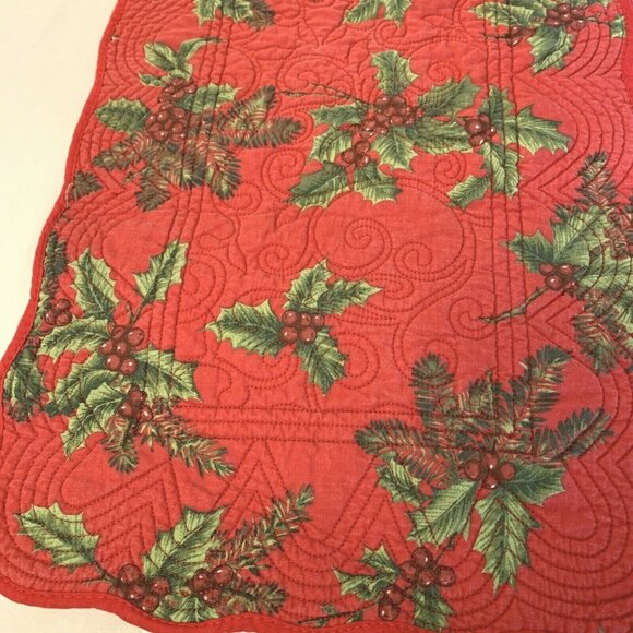 St. Nicholas Square Double Sided Red Ivy & Polka Dot Christmas Table Runner 50" - Picture 7 of 12